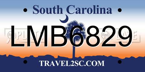 LMB6829 South Carolina License Plate