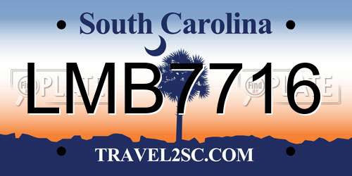 LMB7716 South Carolina License Plate