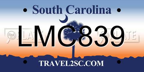 LMC839 South Carolina License Plate