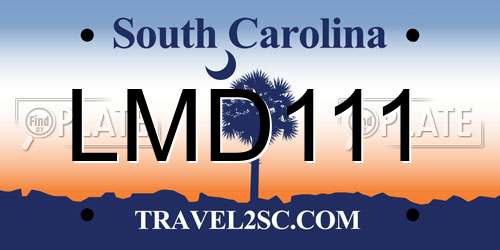 LMD111 South Carolina License Plate