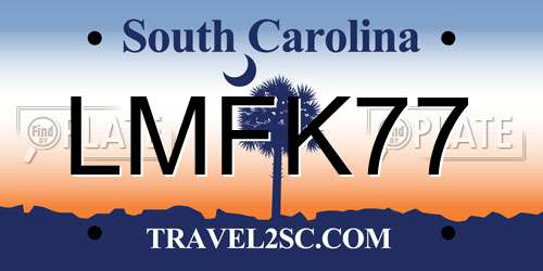LMFK77 South Carolina License Plate