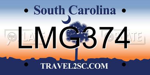 LMG374 South Carolina License Plate