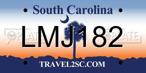 LMJ182 South Carolina License Plate