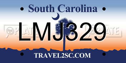 LMJ329 South Carolina License Plate