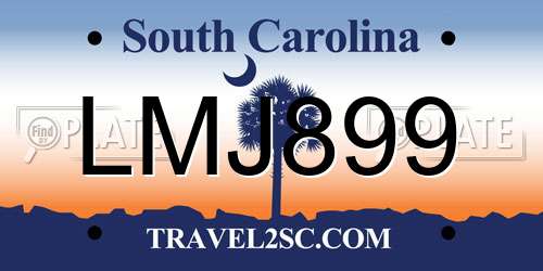 LMJ899 South Carolina License Plate