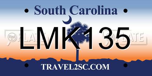 LMK135 South Carolina License Plate