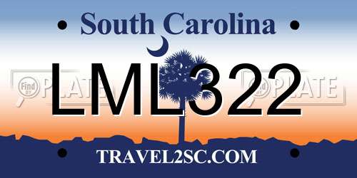 LML322 South Carolina License Plate