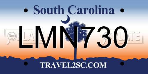 LMN730 South Carolina License Plate