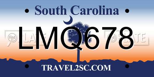 LMQ678 South Carolina License Plate