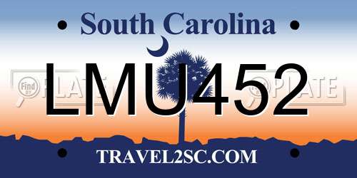 LMU452 South Carolina License Plate
