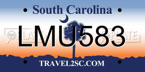 LMU583 South Carolina License Plate