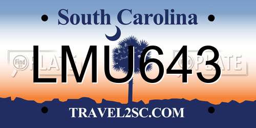 LMU643 South Carolina License Plate