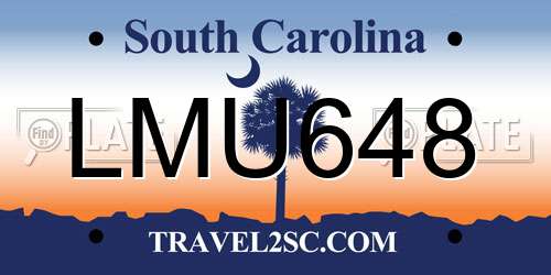 LMU648 South Carolina License Plate