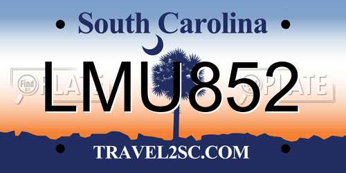 LMU852 South Carolina License Plate