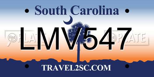 LMV547 South Carolina License Plate