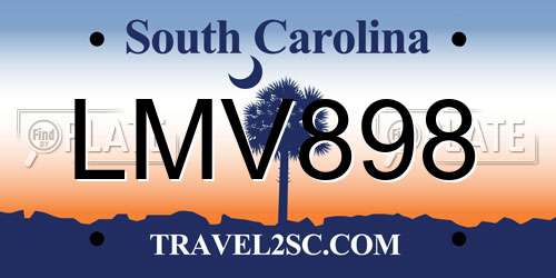 LMV898 South Carolina License Plate