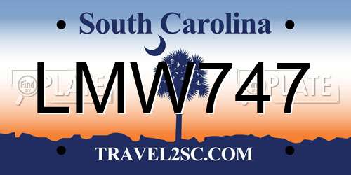 LMW747 South Carolina License Plate