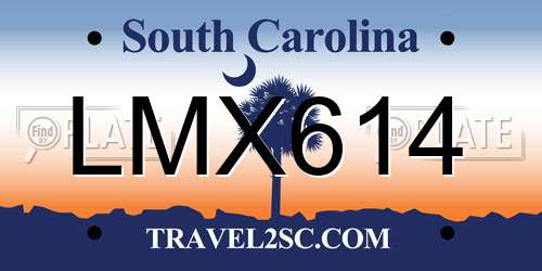 LMX614 South Carolina License Plate