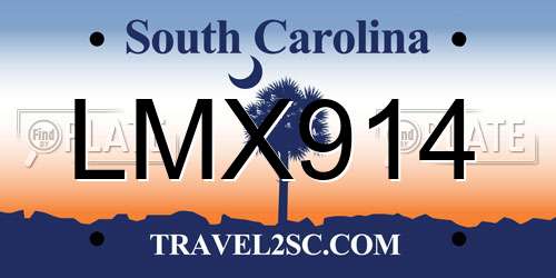 LMX914 South Carolina License Plate