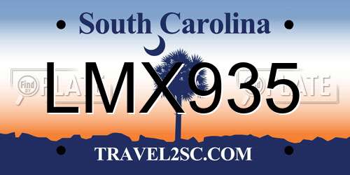 LMX935 South Carolina License Plate