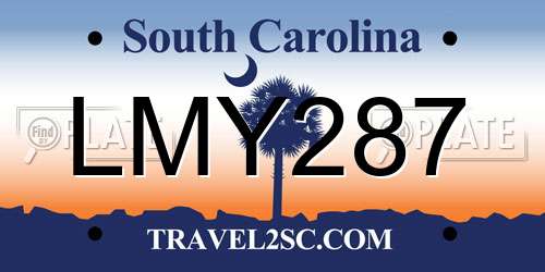 LMY287 South Carolina License Plate