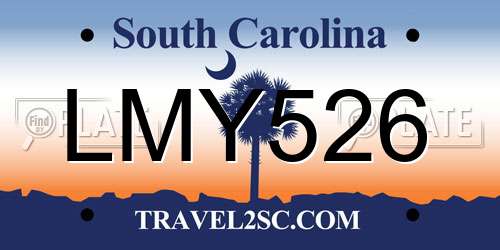 LMY526 South Carolina License Plate