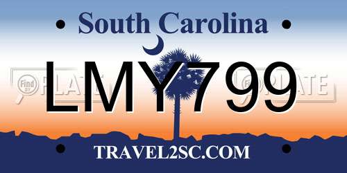 LMY799 South Carolina License Plate