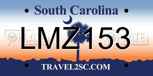 LMZ153 South Carolina License Plate