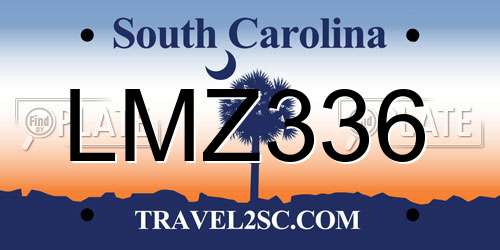 LMZ336 South Carolina License Plate