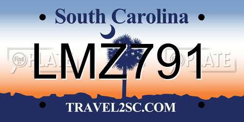 LMZ791 South Carolina License Plate