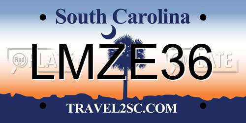 LMZE36 South Carolina License Plate