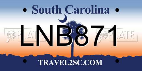 LNB871 South Carolina License Plate