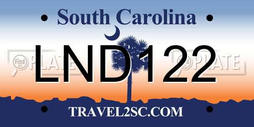 LND122 South Carolina License Plate