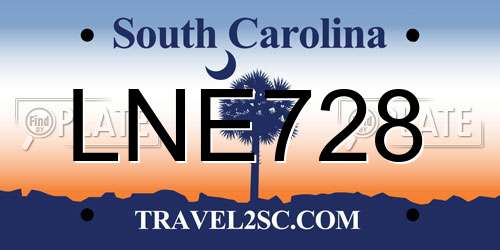 LNE728 South Carolina License Plate