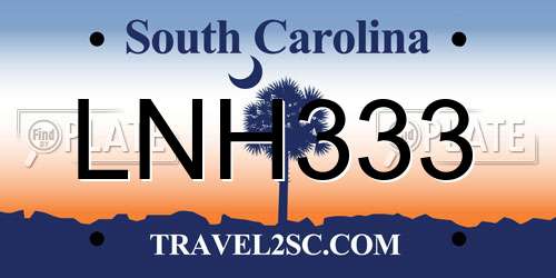 LNH333 South Carolina License Plate