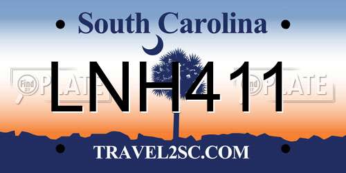 LNH411 South Carolina License Plate