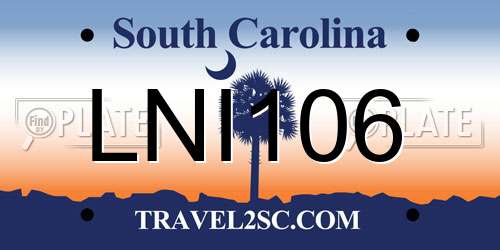 LNI106 South Carolina License Plate