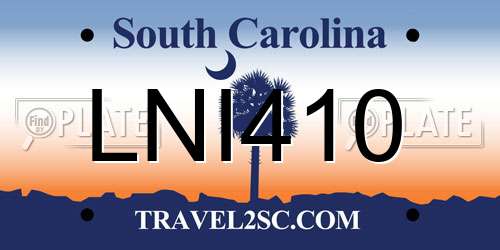 LNI410 South Carolina License Plate