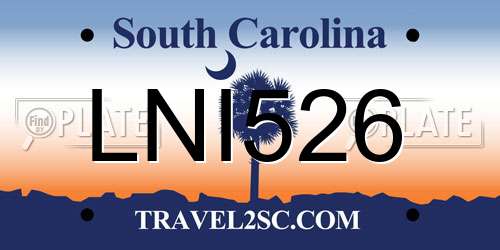 LNI526 South Carolina License Plate