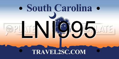 LNI995 South Carolina License Plate