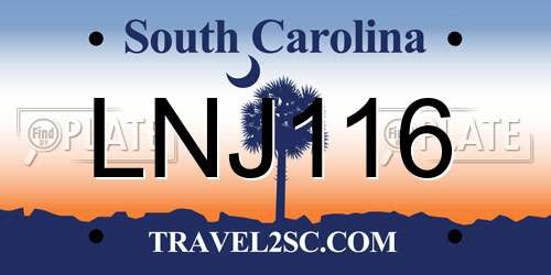 LNJ116 South Carolina License Plate