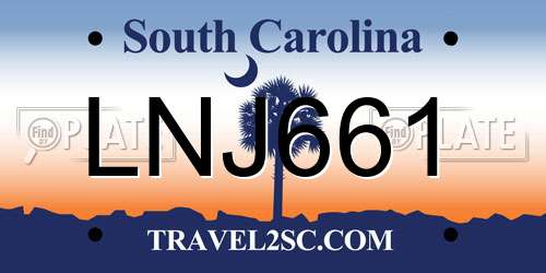 LNJ661 South Carolina License Plate