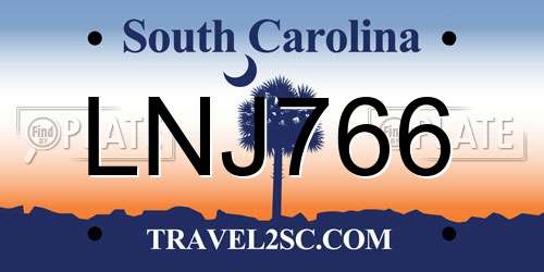LNJ766 South Carolina License Plate