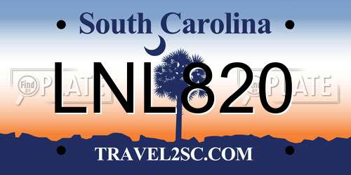 LNL820 South Carolina License Plate