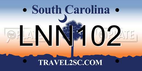LNN102 South Carolina License Plate