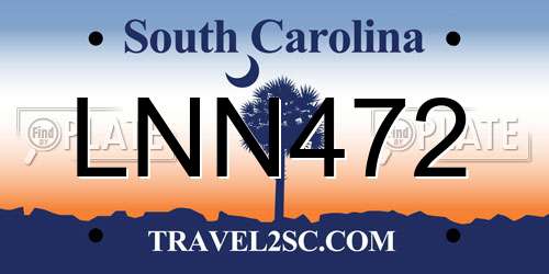 LNN472 South Carolina License Plate