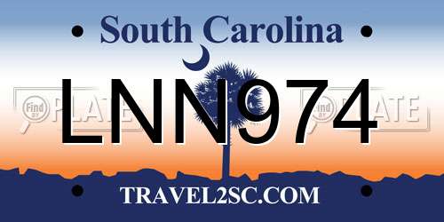 LNN974 South Carolina License Plate