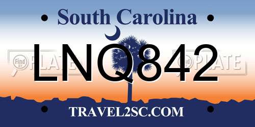 LNQ842 South Carolina License Plate