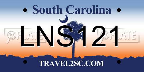 LNS121 South Carolina License Plate