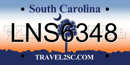 LNS6348 South Carolina License Plate